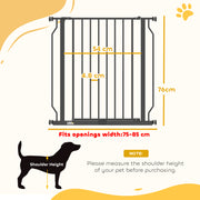 Extra Wide Dog Gate with Walk Through Door for Stairs Hallways and Doorways Black AOSOM