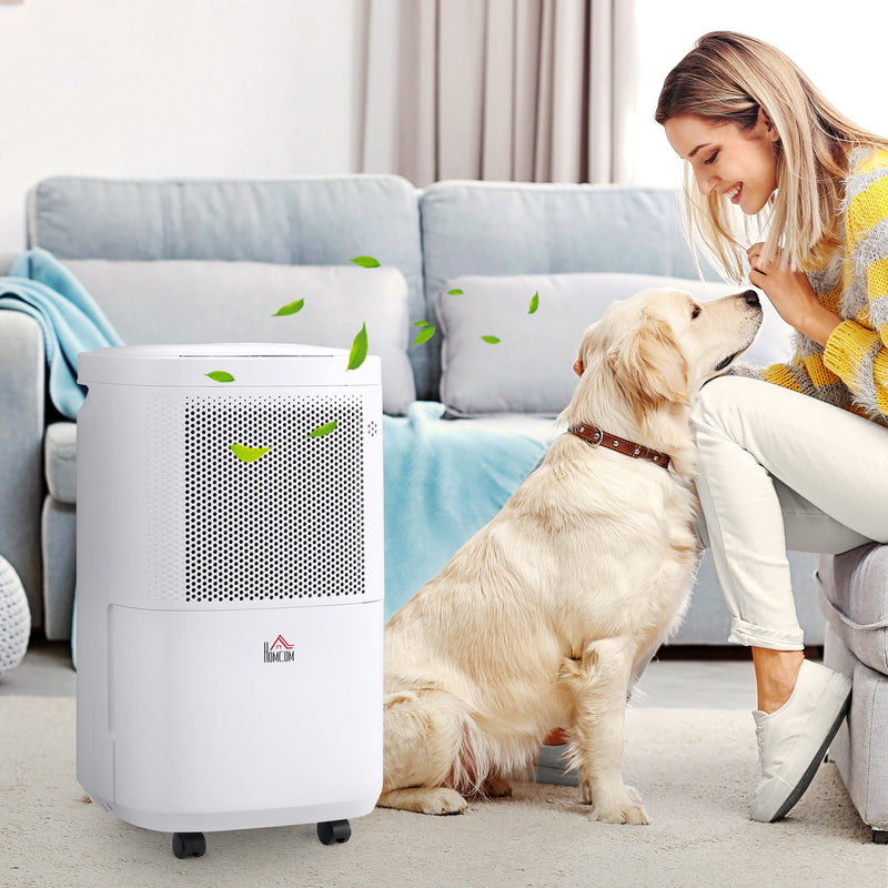 Portable 10L Smart Dehumidifier with WiFi App Control for Home and Laundry Use, White