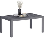 Grey Rectangular Outdoor Side Table with Steel Frame and Slatted Top for Garden by Outsunny