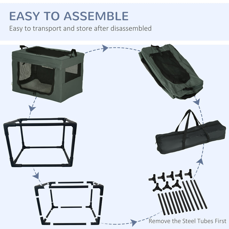 60cm Pet Carrier With Soft Cushion For Small Dogs Ideal For Travel Or Vet Visits, Grey