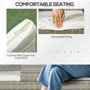 Grey 2 Seater Rattan Garden Chair With Built In Table For Patio Or Balcony