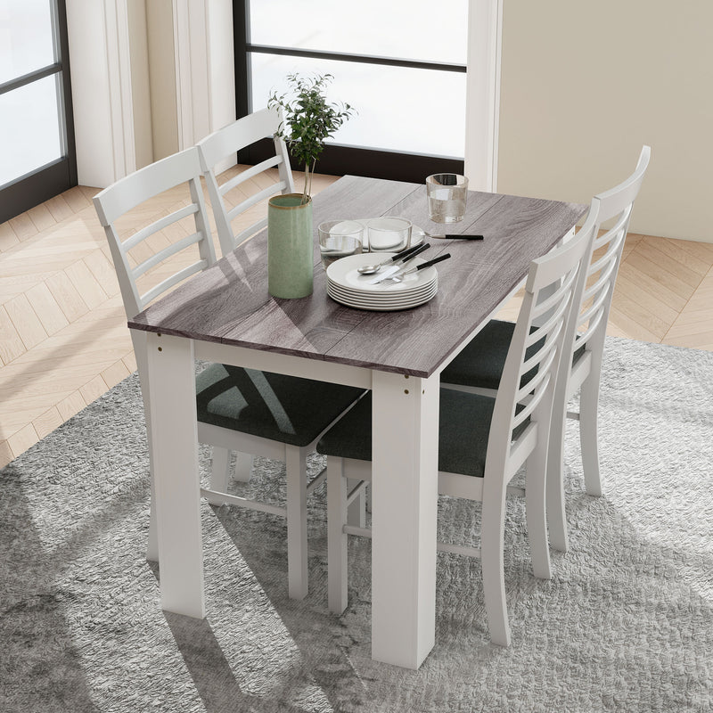 Dining Table for Small Spaces Seats 6 Easy Clean Surface Grey Wood Effect White AOSOM
