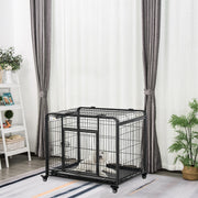 Metal Dog Cage with Locking Door Wheels and Removable Tray for Medium Pets by PawHut