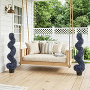 Artificial Spiral Topiary Trees Set of 2 for Easy Outdoor Colour and No Maintenance Purple Homcom