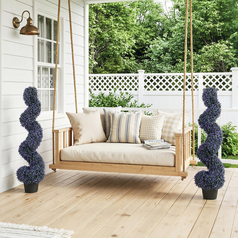 Artificial Spiral Topiary Trees Set of 2 for Easy Outdoor Colour and No Maintenance Purple Homcom