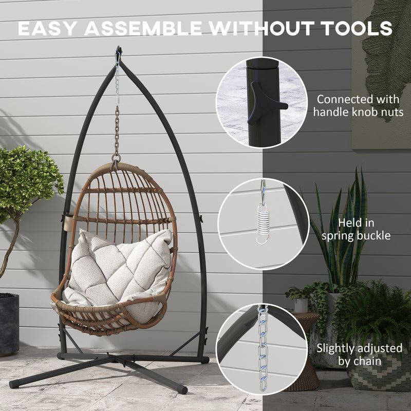 Black Steel Hammock Chair Stand X Shape Base Heavy Duty 150kg Capacity by Outsunny