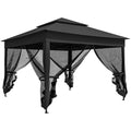 Pop Up Garden Gazebo with Netted Curtains for Shade and Insect Protection Black Outsunny