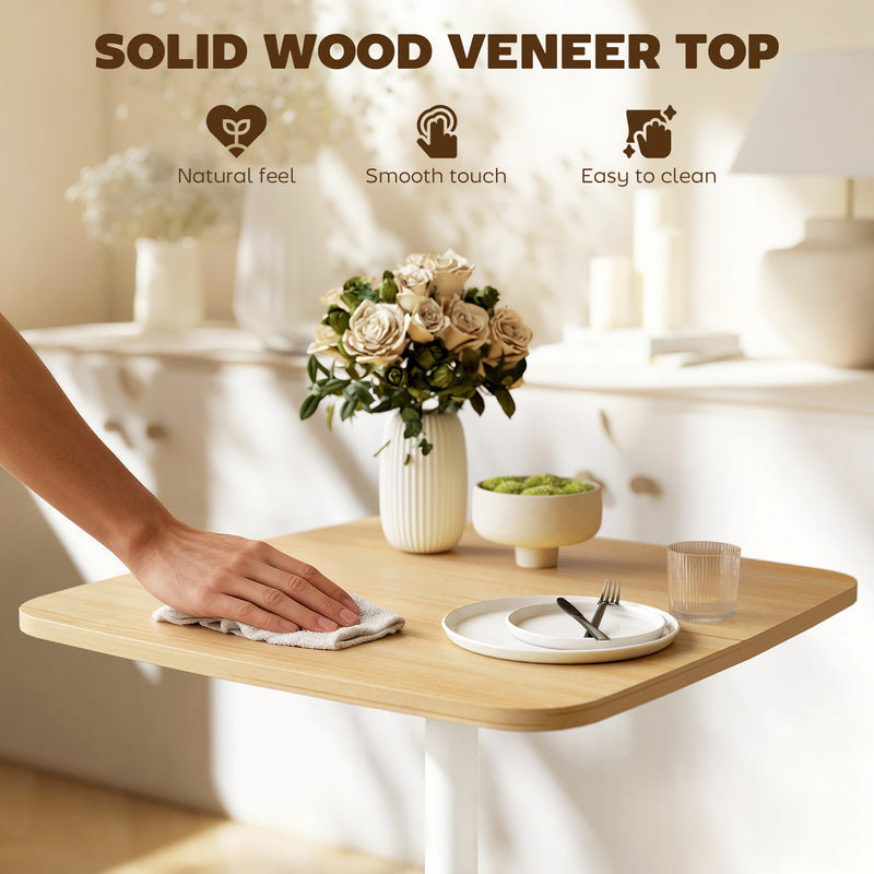 Compact Dining Table for Two Ideal for Small Kitchens Easy Clean Natural Wood White