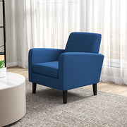 Set of 2 Upholstered Armchairs with Wooden Legs Ideal for Living Room or Bedroom Blue