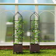 Raised Planter with Trellis and Wheels for Easy Gardening in Small Spaces Brown Outsunny