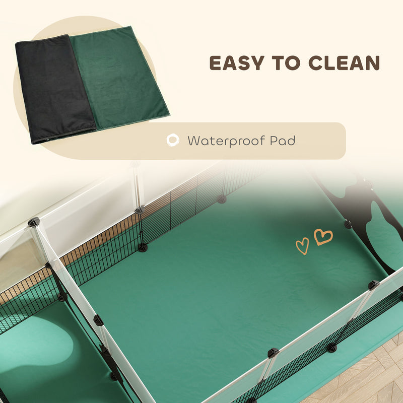 Small Pet Cage and Playpen with Waterproof Mat for Easy Cleaning Black AOSOM