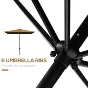 Brown 2 x 3m Rectangular Garden Parasol with Crank Tilt Aluminium Pole Sun Shade