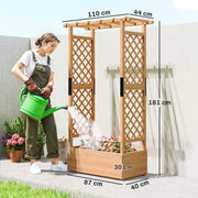 Wooden Raised Planter Bed With Trellis For Climbing Plants And Herbs Garden Use Brown Outsunny