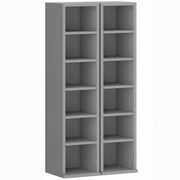 CD Storage Shelves Set of 2 with Adjustable Compartments for Organising Media Light Grey AOSOM