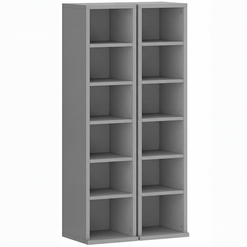 CD Storage Shelves Set of 2 with Adjustable Compartments for Organising Media Light Grey AOSOM