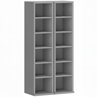CD Storage Shelves Set of 2 with Adjustable Compartments for Organising Media Light Grey AOSOM