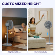 Pedestal Fan with Remote Control and Timer for Quiet Whole Room Cooling Grey AOSOM