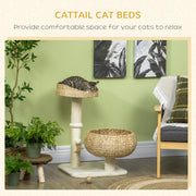 Cat Tree Tower With Sisal Scratching Post Two Soft Beds And Hanging Toy Ball Grey