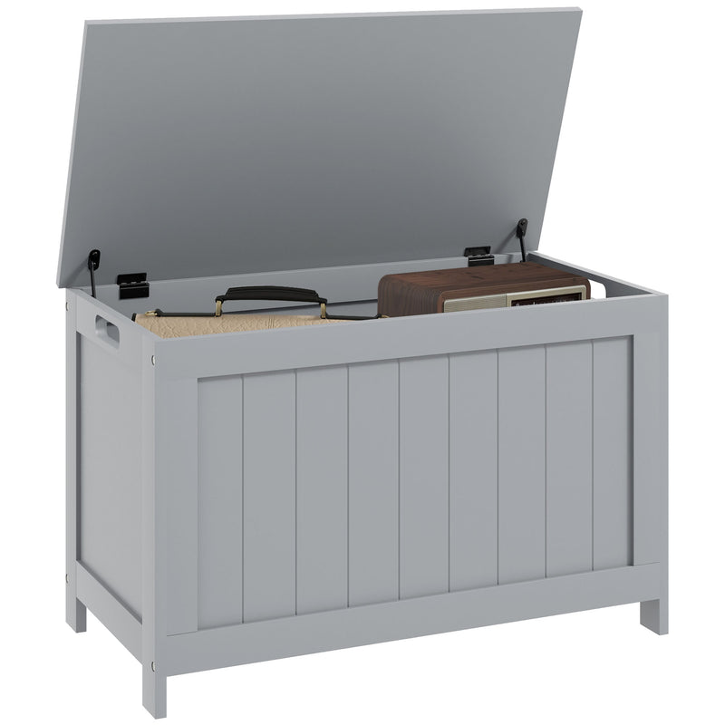 Wooden Storage Chest with Safety Hinges Ideal for Toys or Bedding for Living Room Grey