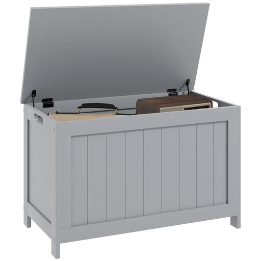 Wooden Storage Chest with Safety Hinges Ideal for Toys or Bedding for Living Room Grey