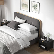 Set of 2 Bedside Tables with Drawer and Shelf Ideal for Bedroom Storage Black Gold Tone