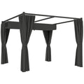 Charcoal Grey 3x3m Retractable Pergola Gazebo with Curtains for Garden Patio Deck by Outsunny