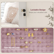 White Lockable Jewellery Cabinet with LED Lights and Pink Lining 108 x 37cm by HOMCOM