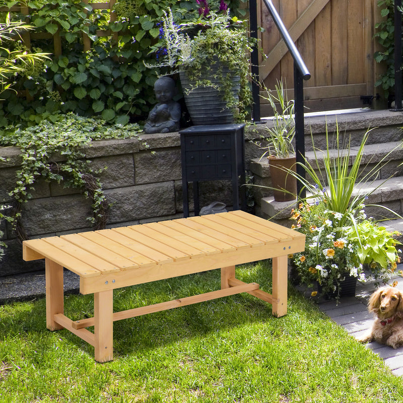 2 Seater Wooden Garden Bench Set for Patio or Indoor Use with Sturdy Fir Wood Frame, Natural
