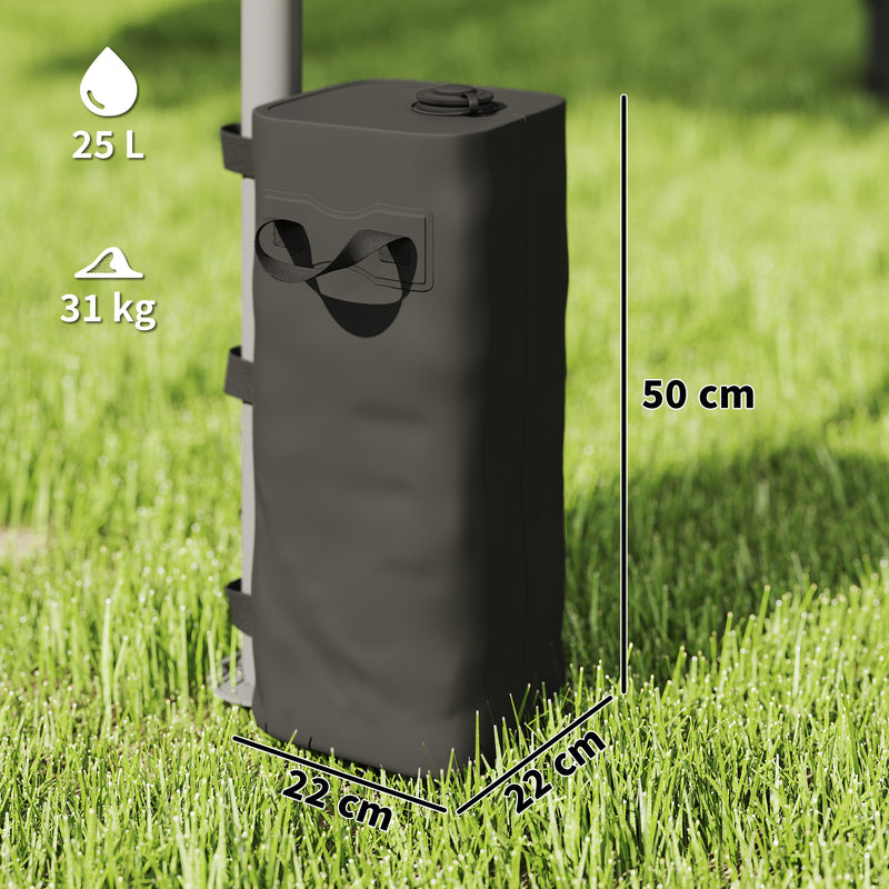 Gazebo Weight Bags Set of 4 for Secure Outdoor Shelters Waterproof Black AOSOM