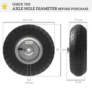 Set of 4 Black 10 Inch Pneumatic Wheelbarrow Replacement Wheels for Garden Carts and Sack Trucks by Outsunny AOSOM