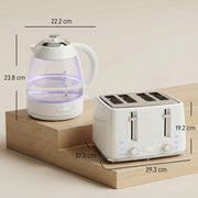 4 Slice Toaster and 17L Rapid Boil Kettle Set With Adjustable Controls Cream AOSOM