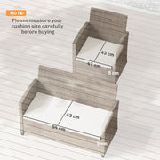 Outdoor Seat Cushion Set for Rattan or Garden Furniture with Removable Covers Cream White Outsunny