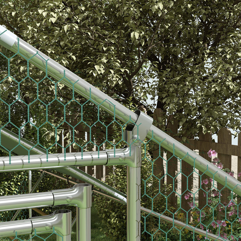 Walk in Chicken Run with Cover Feeding Door Feeder and Perch for 6 8 Poultry by PawHut