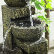 4 Tier Garden Water Fountain Feature with Stone Effect Bowls and Adjustable Water Flow