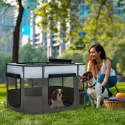 Foldable Dog Playpen with Carry Bag for Indoor and Outdoor Use Easy Setup Grey