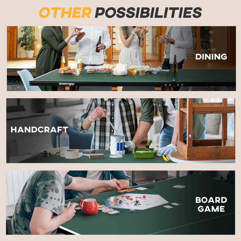 9ft Indoor Folding Tennis Table With Easy Roll Wheels For Home Use Green AOSOM