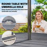 Wooden Garden Dining Set for 4 with Round Table and Umbrella Hole Grey Fir Wood Outsunny