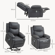 Electric Riser Recliner Chair Dark Grey - reclined