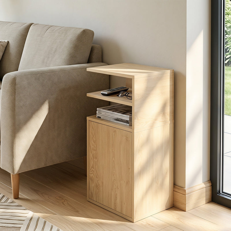 Slim Bedside Tables Set of 2 with Storage for Small Bedrooms