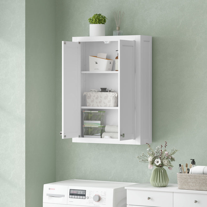 Wall Mounted Bathroom Cabinet With Adjustable Storage Shelves For Organised Spaces White