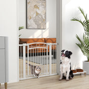 Tall Pet Safety Gate with Door 77cm High Adjustable 76-104cm for Stairs and Doorways by PawHut