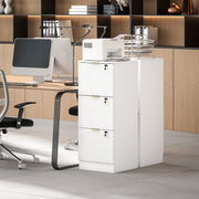 Filing Cabinet with Lockable Drawers and Printer Shelf for Home Office Organisation White AOSOM