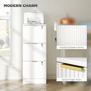 Filing Cabinet with Lockable Drawers and Printer Shelf for Home Office Organisation White AOSOM