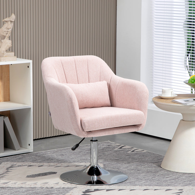 Swivel Accent Chair with Adjustable Height and Lumbar Support for Office or Bedroom Pink