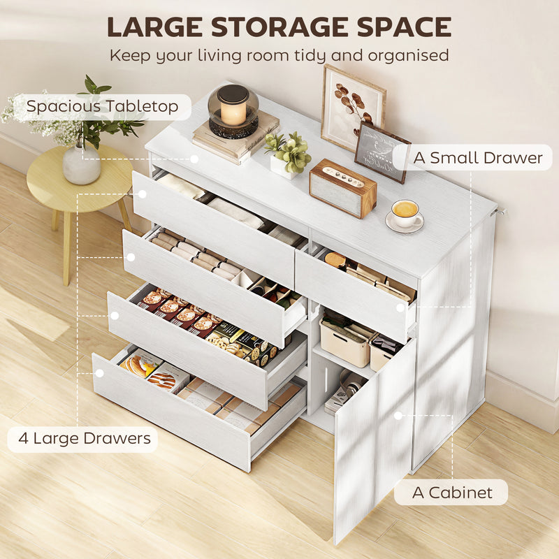 Sideboard with Adjustable Shelf and Soft Close Door for Organised Storage White AOSOM