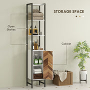 Tall Slim Bathroom Storage Cabinet with Adjustable Shelves for Kitchen or Hallway by HOMCOM