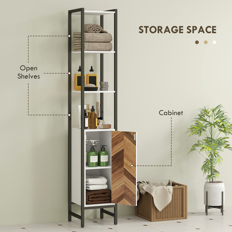 Tall Slim Bathroom Storage Cabinet with Adjustable Shelves for Kitchen or Hallway by HOMCOM