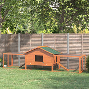 Wooden Guinea Pig Hutch with Ramp Two-Level Shelter for Outdoor Use Golden Red AOSOM