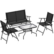 4 Piece Rattan Patio Furniture Set with Cushions Black by Outsunny
