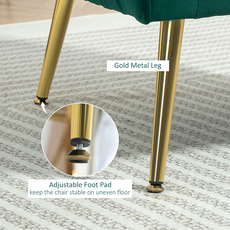 Velvet Shell Back Accent Chair With Padded Seat For Living Room Or Bedroom Green